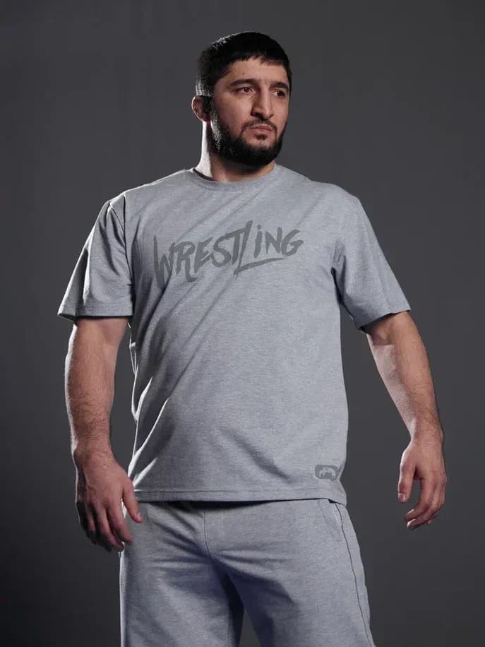 Футболка хлопок ФСБР "Wrestling", для мужчин, цвет серый